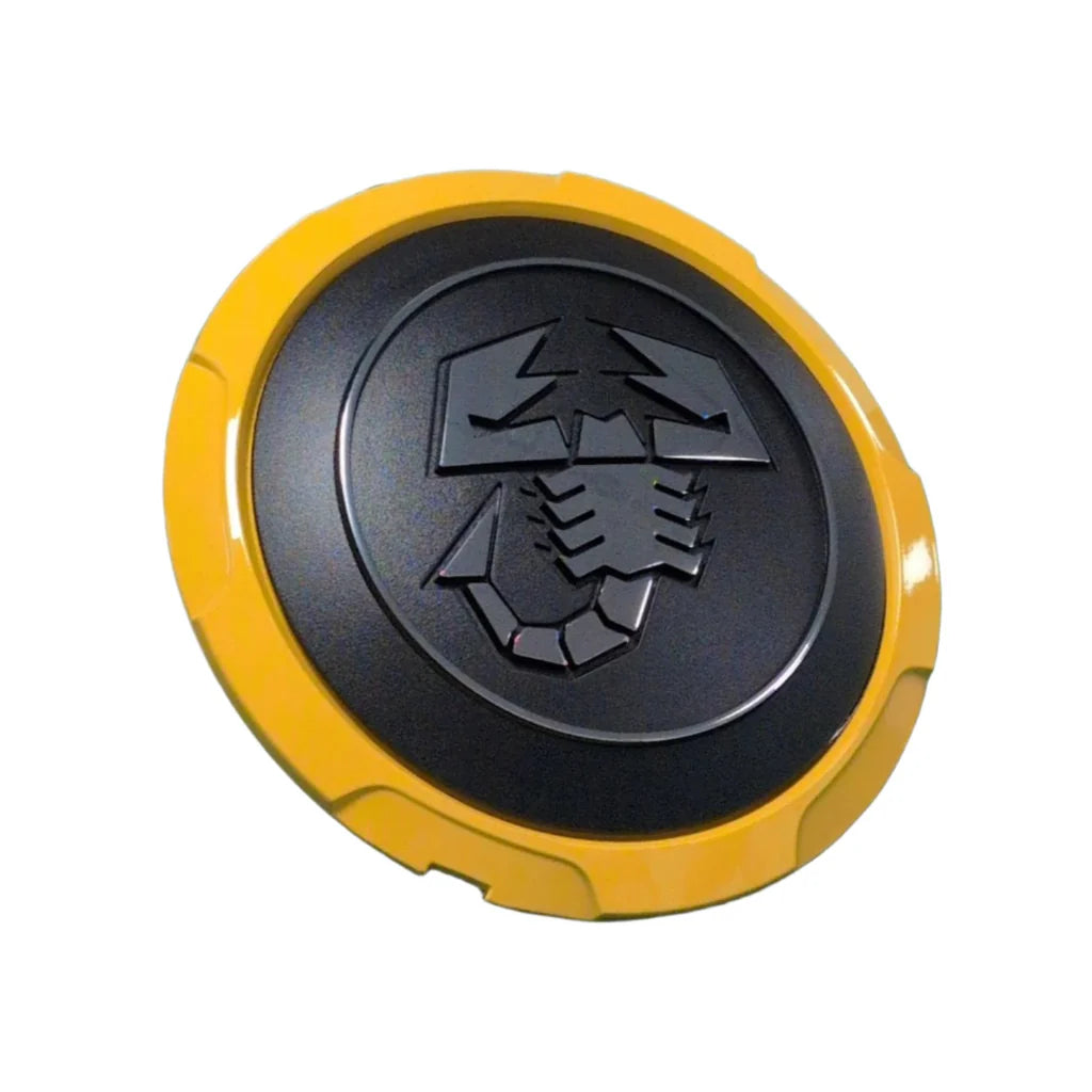 Genuine Abarth Alloy Wheel Centre Cap – Bordo Yellow – 500 / Punto Evo Abarth
