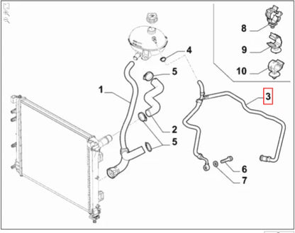 Genuine Abarth Coolant Hose - 500 Abarth