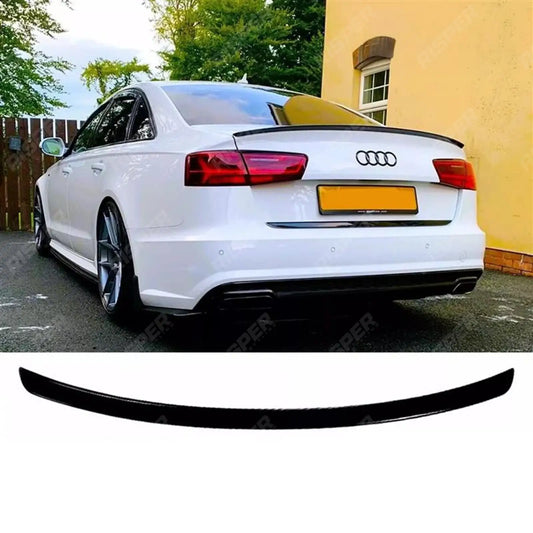 S3 Style Rear Spoiler Lip In Gloss Black For Audi A6 C7 2012-2017