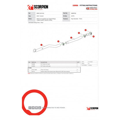 Scorpion Exhausts - BMW 220i G42 GPF Delete Pipe Removes OE GPF SBMP092 - TMC Motorsport