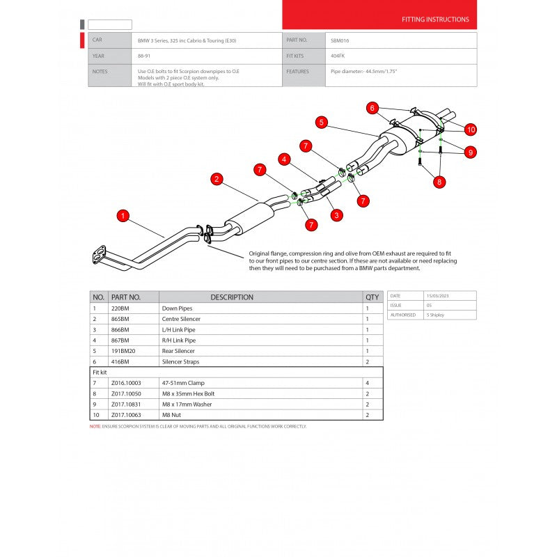 Scorpion Exhausts - BMW E30 325 Inc Cabrio & Touring 1989 To 1991 Full System SBM016 - TMC Motorsport