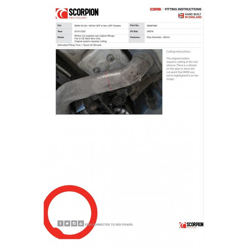 Scorpion Exhausts - BMW M140i (F20, F21) Non Res Resonator Delete Pipe SBMP086 - TMC Motorsport