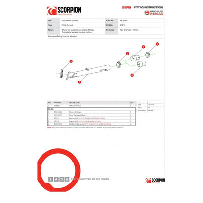 Scorpion Exhausts - Ford Fiesta ST MK8 1.5 / Puma ST 1.5 GPF Delete Pipe Non Resonated SFDP089 - TMC Motorsport