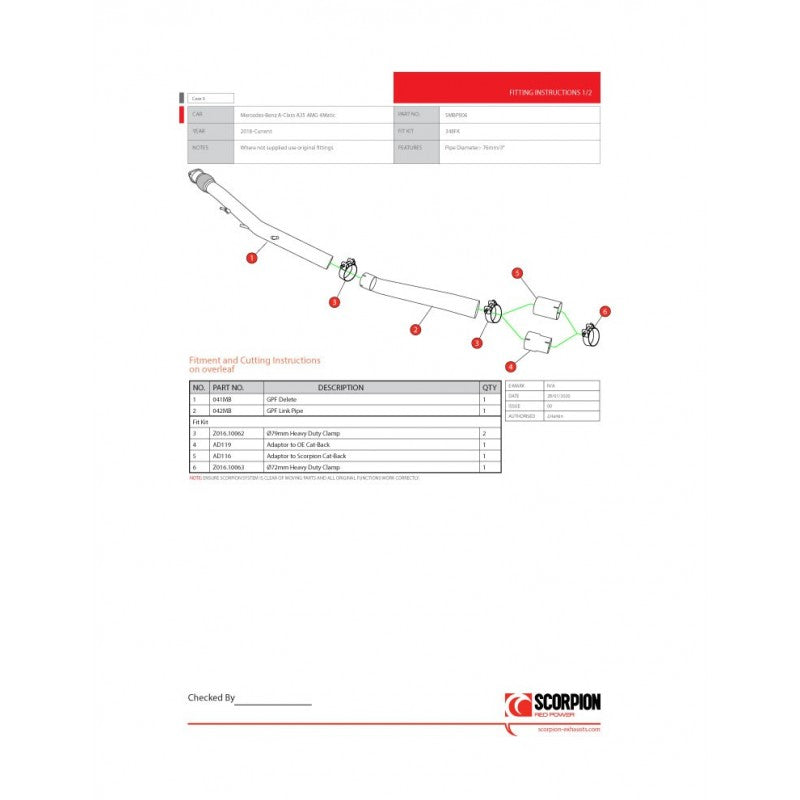 Scorpion Exhausts - Mercedes A-Class A35 AMG 2019 On GPF Delete Pipe SMBP006 - TMC Motorsport