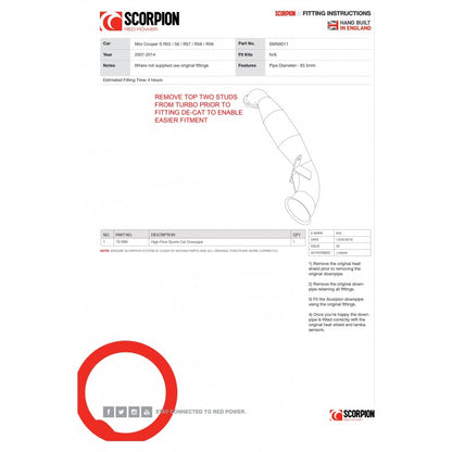 Scorpion Exhausts - Mini Cooper S R55 / R56 / R57 / R58 / R59 Sports Cat Downpipe SMNX011 - TMC Motorsport