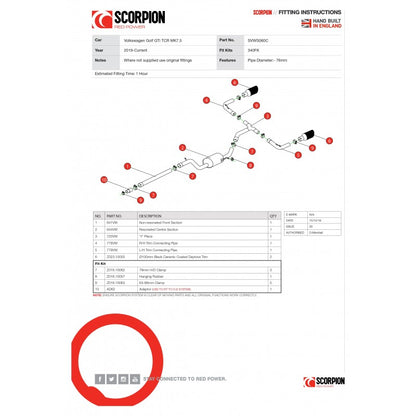 Scorpion Exhausts - Volkswagen Golf MK7.5 GTi (TCR) GPF Model Non Resonated GPF Back System SVWS060C - TMC Motorsport