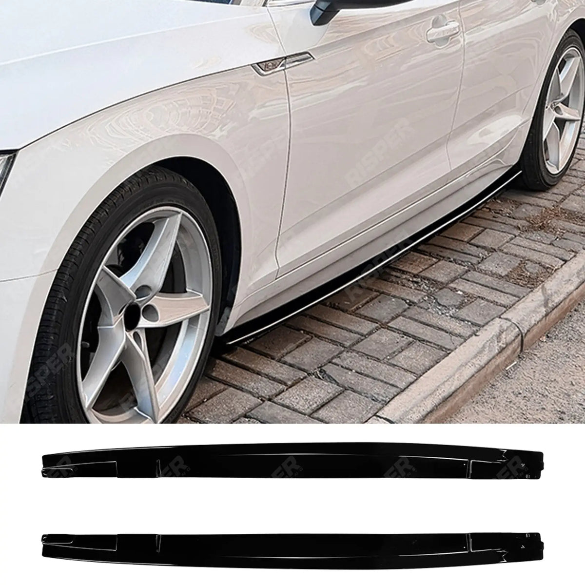 Side Skirts in Gloss Black for Audi A5 S5 F5 Pre Facelift 2017-2020 S LINE