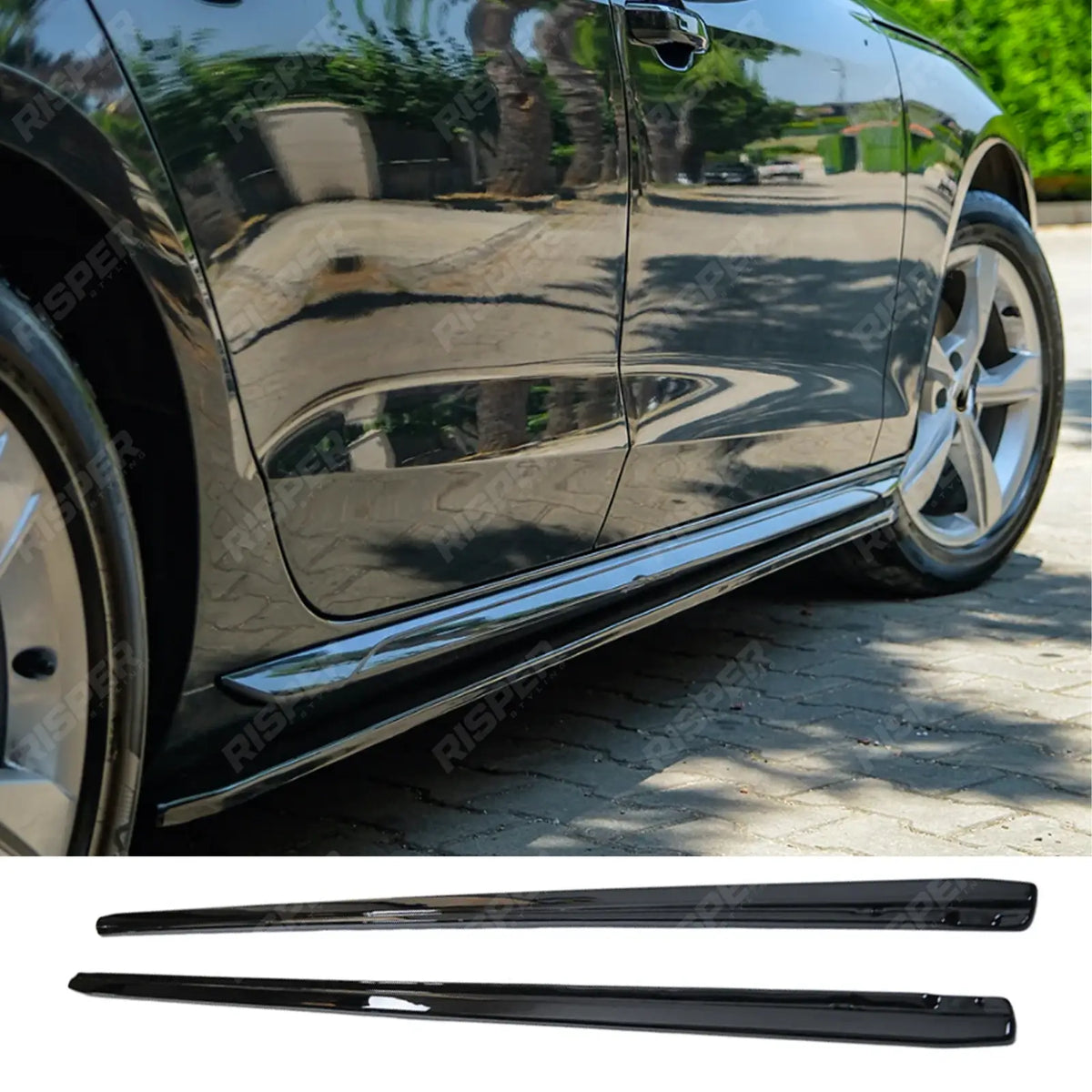 Side Skirts Set In Gloss Black For Audi A4 B9 Facelift 2019-2024