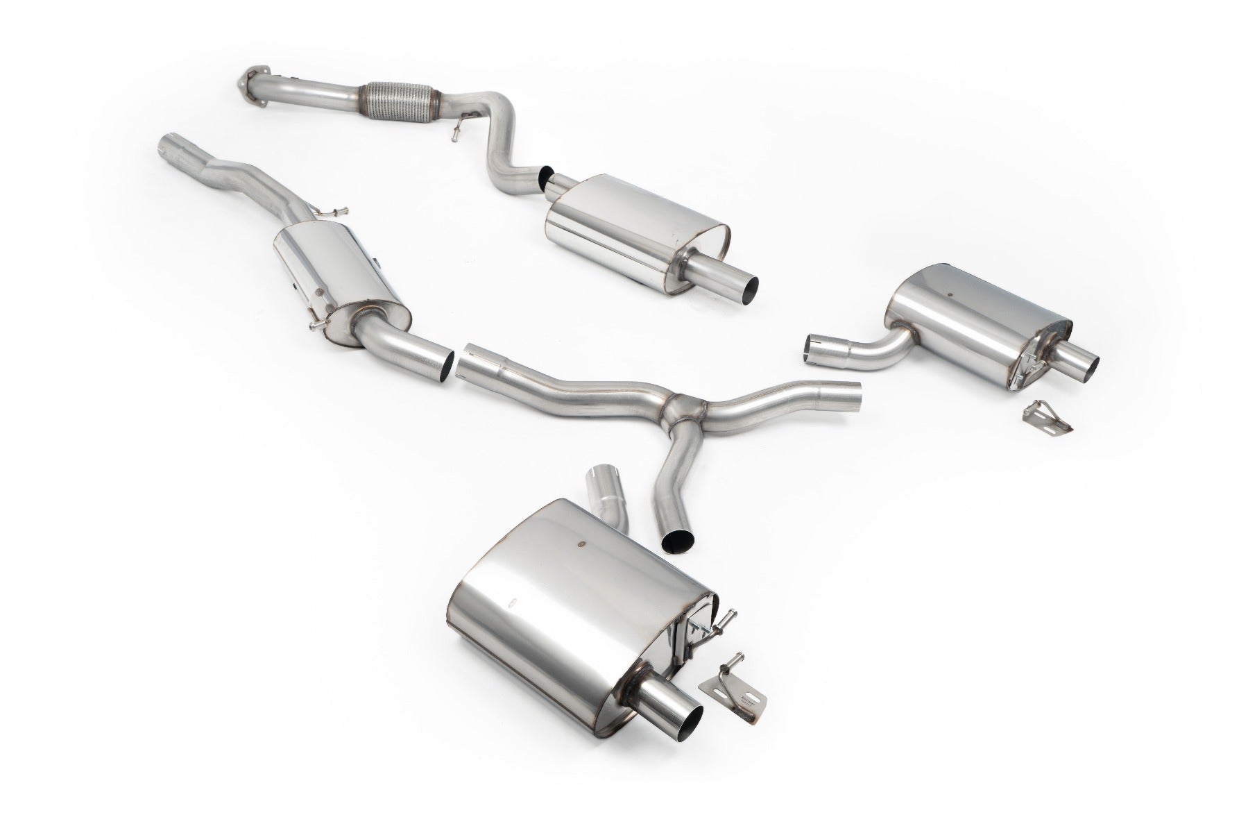 Audi A4 2.0 B9.5 Quattro - Resonated (Quieter) Cat-back - Fit to OE Outlets on Rear Diffuser (No Tips)