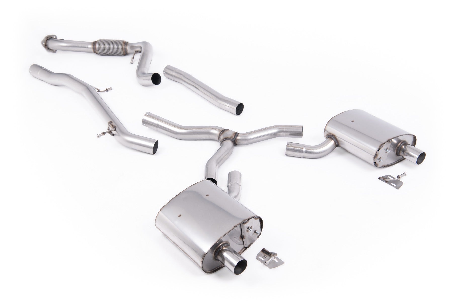 Audi A4 2.0 B9.5 Quattro - Non-Resonated (Louder) Cat-back - Fit to OE Outlets on Rear Diffuser (No Tips)