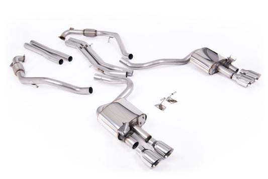 Audi S5 B9 Sport Diff models with Brace Bars - Non-Resonated Cat-Back (Louder) with Quad Polished Trims
