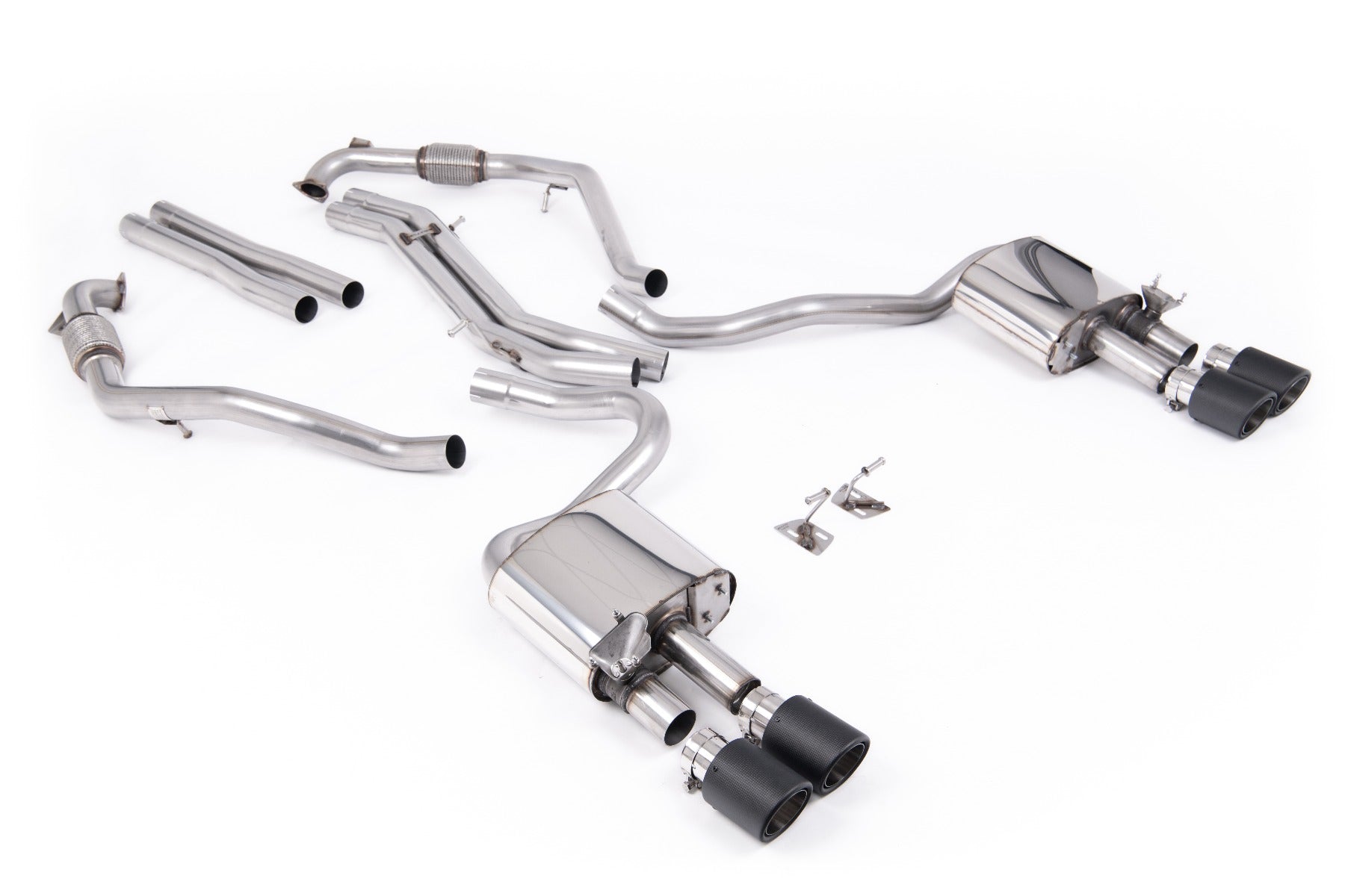 Audi S5 B9 Sport Diff models with Brace Bars - Non-Resonated Cat-Back (Louder) with Quad Carbon Trims