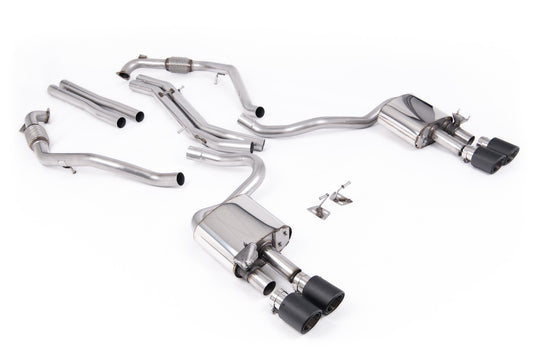 Audi S5 B9 Sport Diff models with Brace Bars - Non-Resonated Cat-Back (Louder) with Quad Carbon Trims