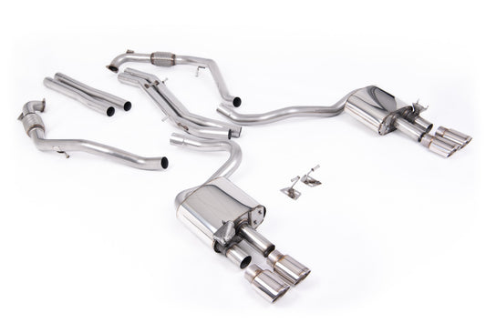 Audi S5 B9 Sport Diff models with Brace Bars - Non-Resonated Cat-Back (Louder) with Quad Polished Ovals Trims