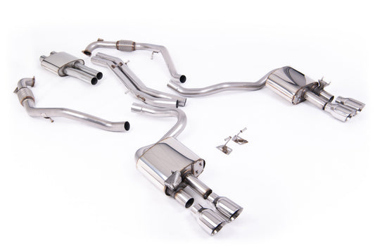 Audi S5 B9 Sport Diff models with Brace Bars (RHD) - Resonated Cat-Back with Quad Polished Trims