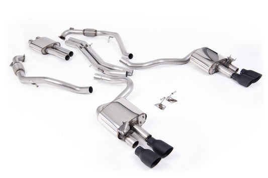 Audi S5 B9 Sport Diff models with Brace Bars (RHD) - Resonated Cat-Back with Quad Cerakote Black Trims