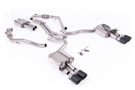 Audi S5 B9 Sport Diff models with Brace Bars (LHD) - Resonated Cat-Back with Quad Carbon Trims