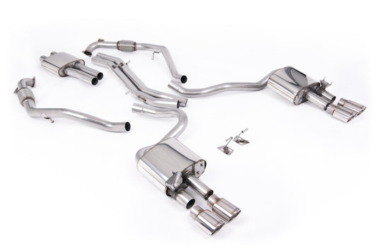 Audi S5 B9 Sport Diff models with Brace Bars (RHD) - Resonated Cat-Back with Quad Polished Oval Trims