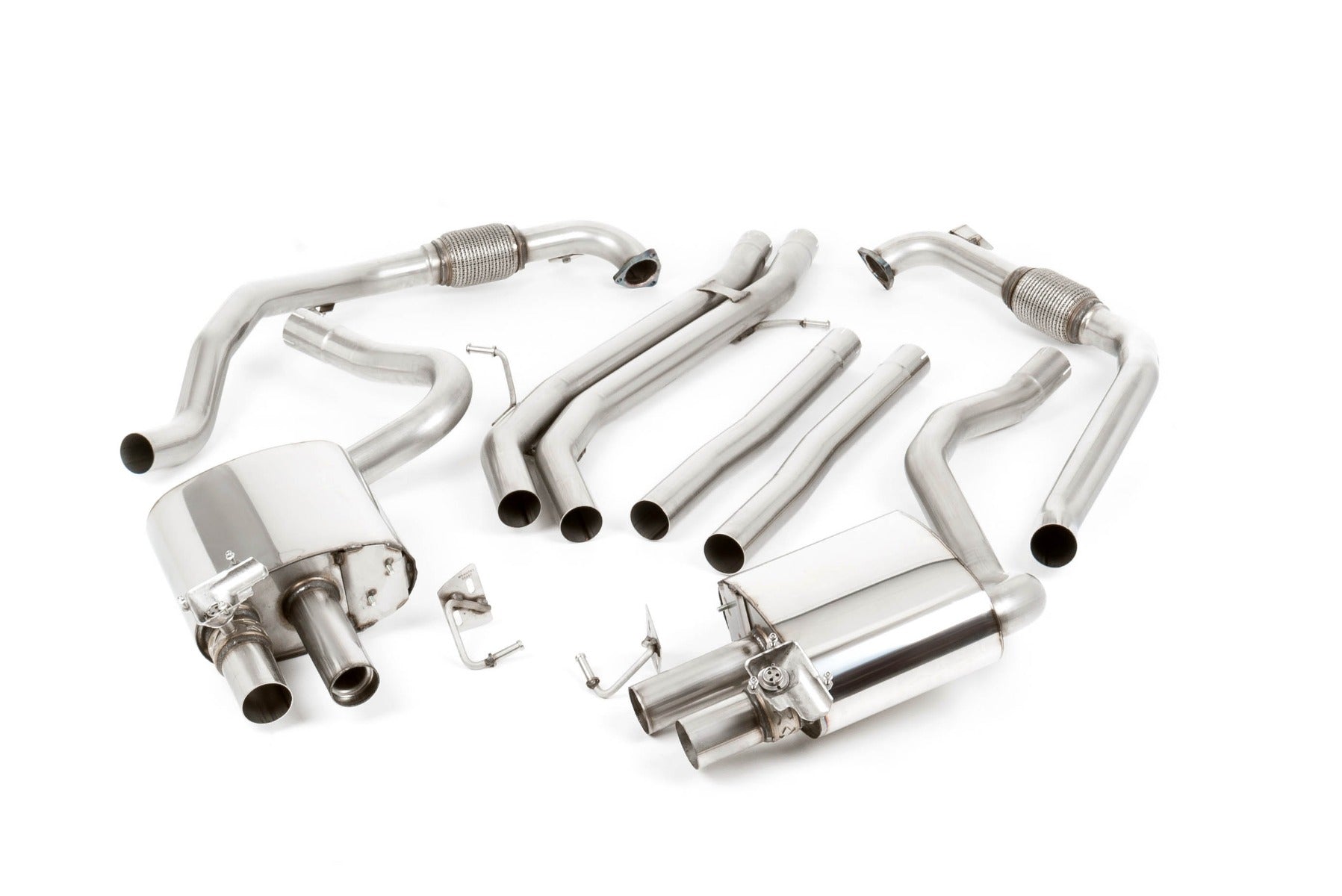 Audi S4/S5 B9 Non Sport Diff models - Non-Resonated (Louder) Cat-Back Exhaust System with Quad Cerakote Black Oval Trims