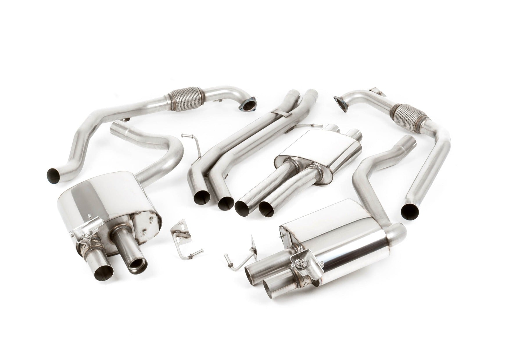 Resonated (Quieter) Cat-Back Exhaust System with Quad Black Trims