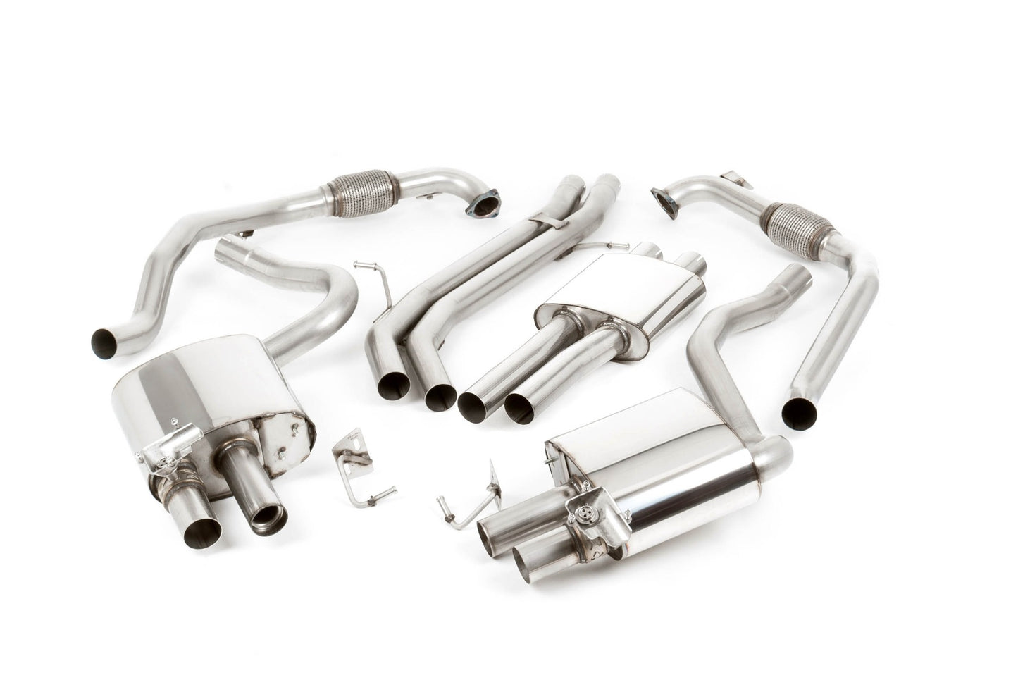 Audi S4/S5 B9 Non Sport Diff models - Resonated (Quieter) Cat-Back Exhaust System with Quad JET-100 Carbon Trims