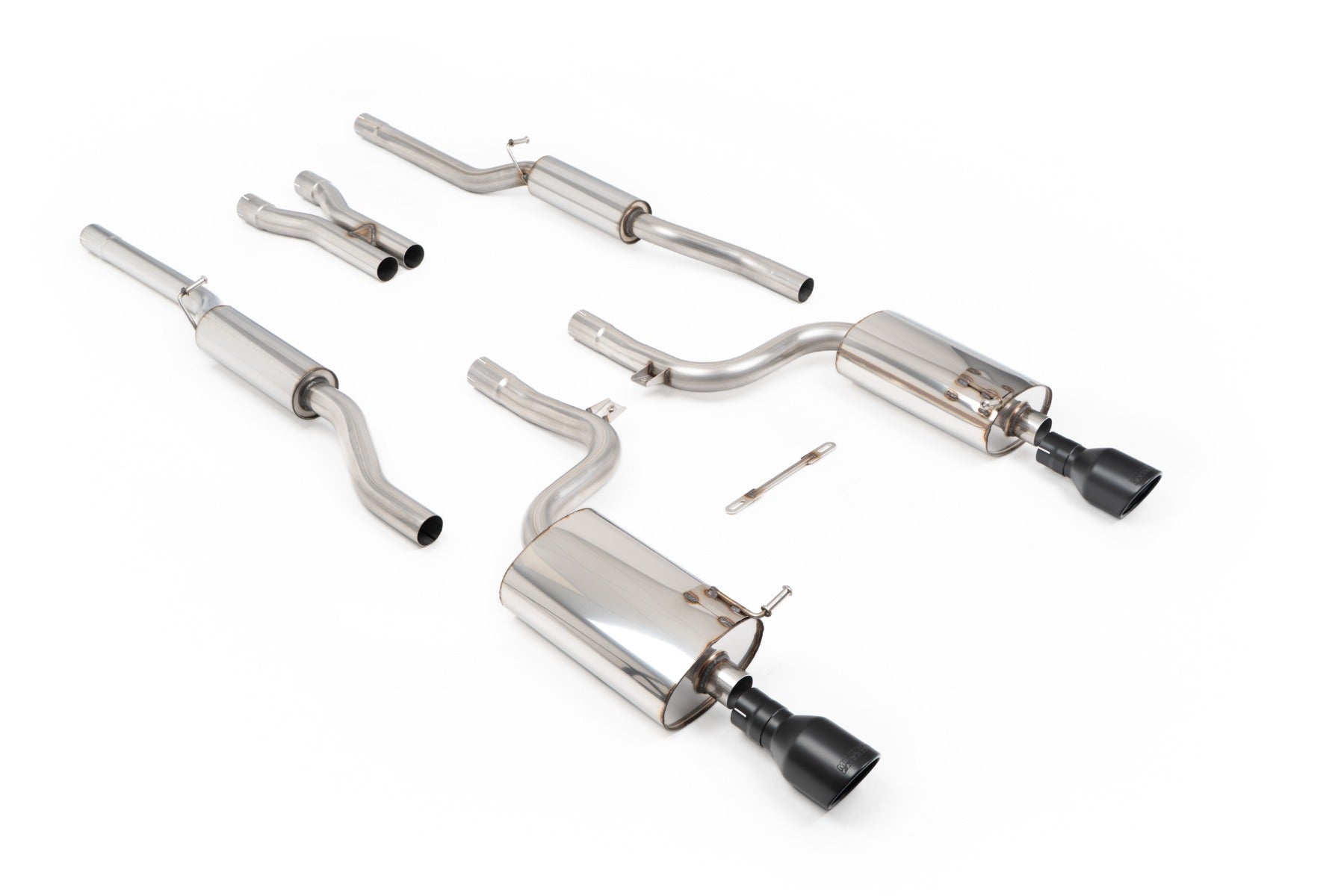 Audi S4 B6 - Resonated (Quieter) Cat-Back Exhaust System with Jet-100 Cerakote Black Trims