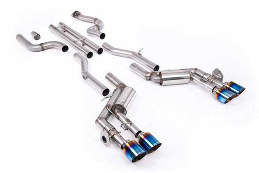 Chevrolet Camaro SS Gen 6 - Unbalanced Straight Center Valved Cat-Back System with Quad Burnt/Blue Titanium Tips