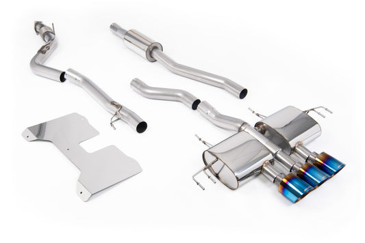 Honda Civic FL5 Type R - Part Resonated (Road+) Non-Valved Catback Systems with Burnt/Blue Titanium Trims