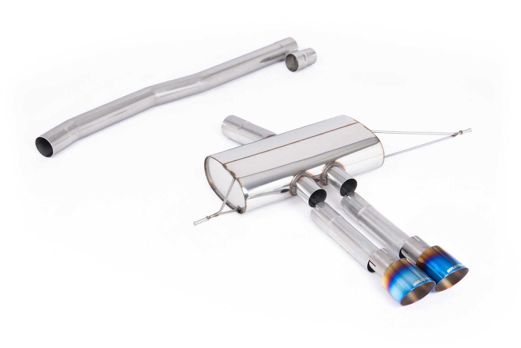 F66 Mini Cooper S Non-Resonated (louder) OPF/GPF Back System for Milltek Design Diffuser only with Burnt/Blue Titanium Tips