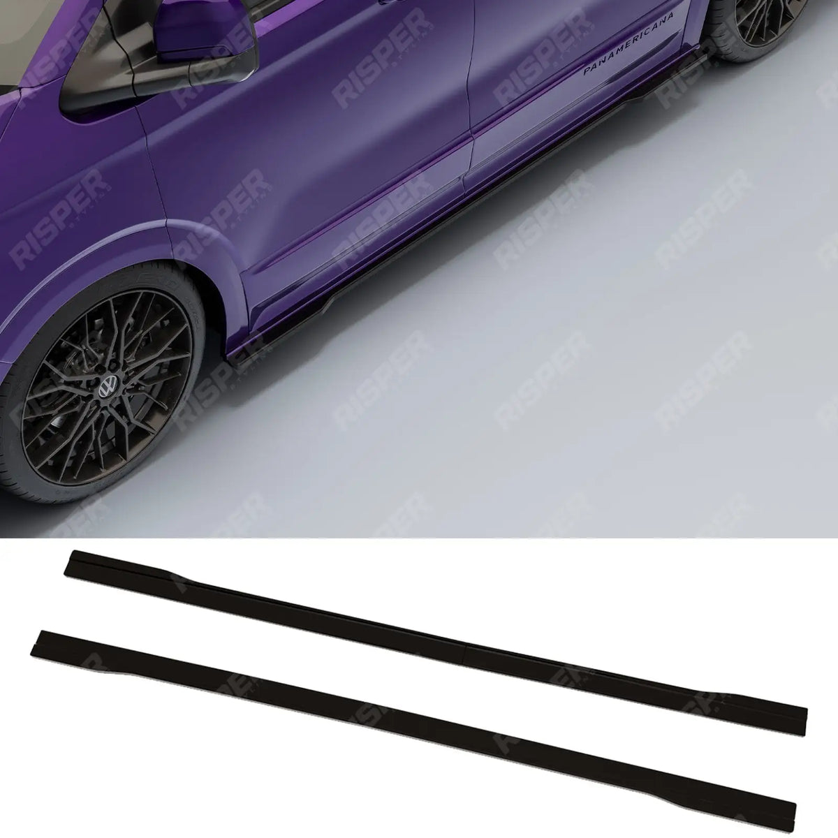 SWB Side Skirt Splitters In Gloss Black For Volkswagen Transporter T7 2025+