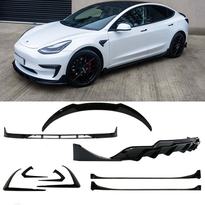 Tesla Model 3 2018 - 2023 Fast Aero Body Kit In Gloss Black - TMC Motorsport