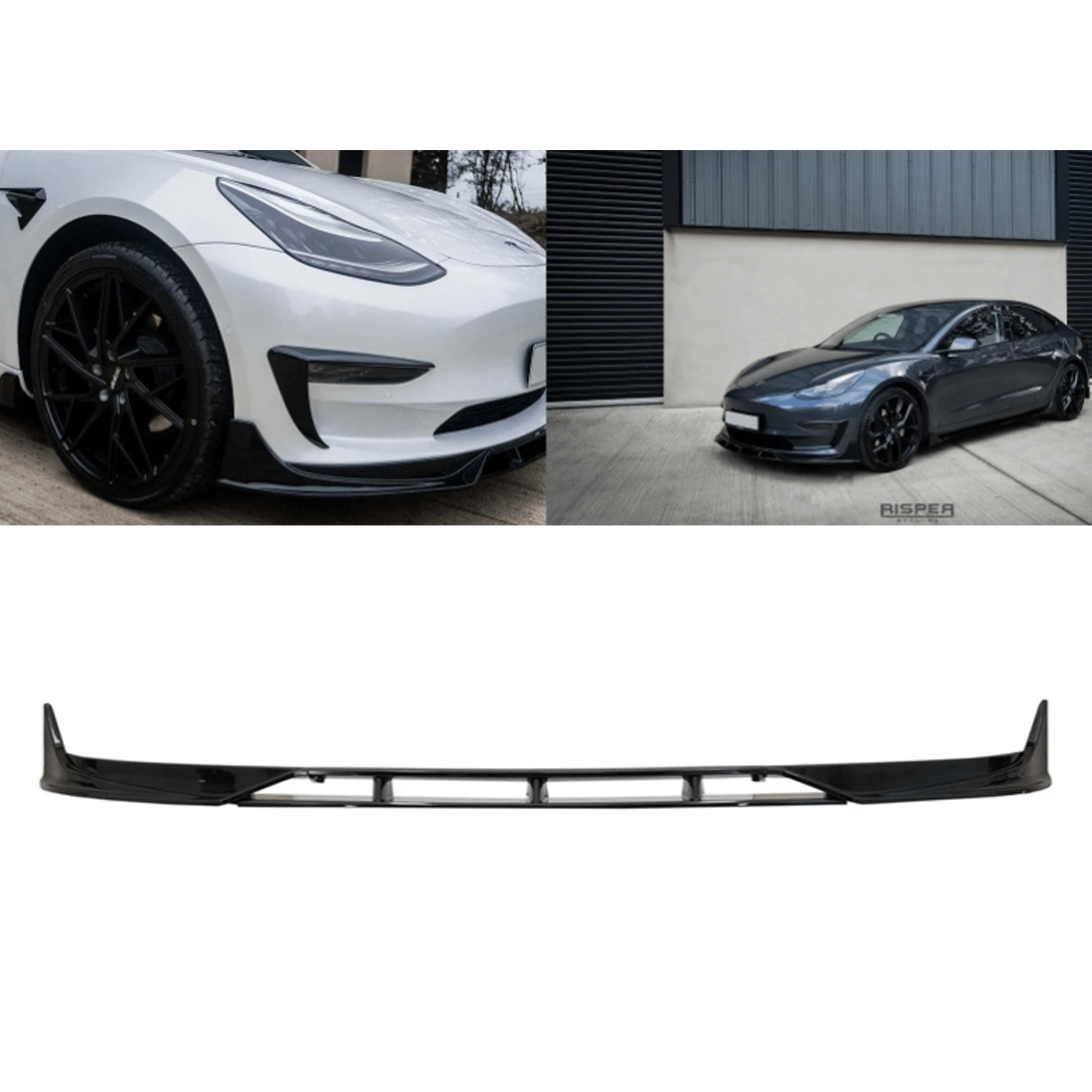 Tesla Model 3 2018 - 2023 Front Splitter In Gloss Black - TMC Motorsport