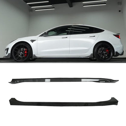 Tesla Model 3 2018 - 2023 Side Skirts Pair In Carbon Look - TMC Motorsport