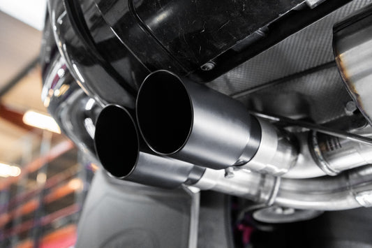 Land Rover Defender 90 5.0 V8 (NAS Non GPF Models) - Cat Back Valved System with Cerakote Black Trims - Resonated