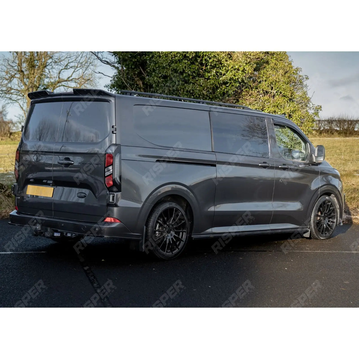 V1 Rear Spoiler Barn Door In Gloss Black For Ford Transit Custom MK2 2024 On