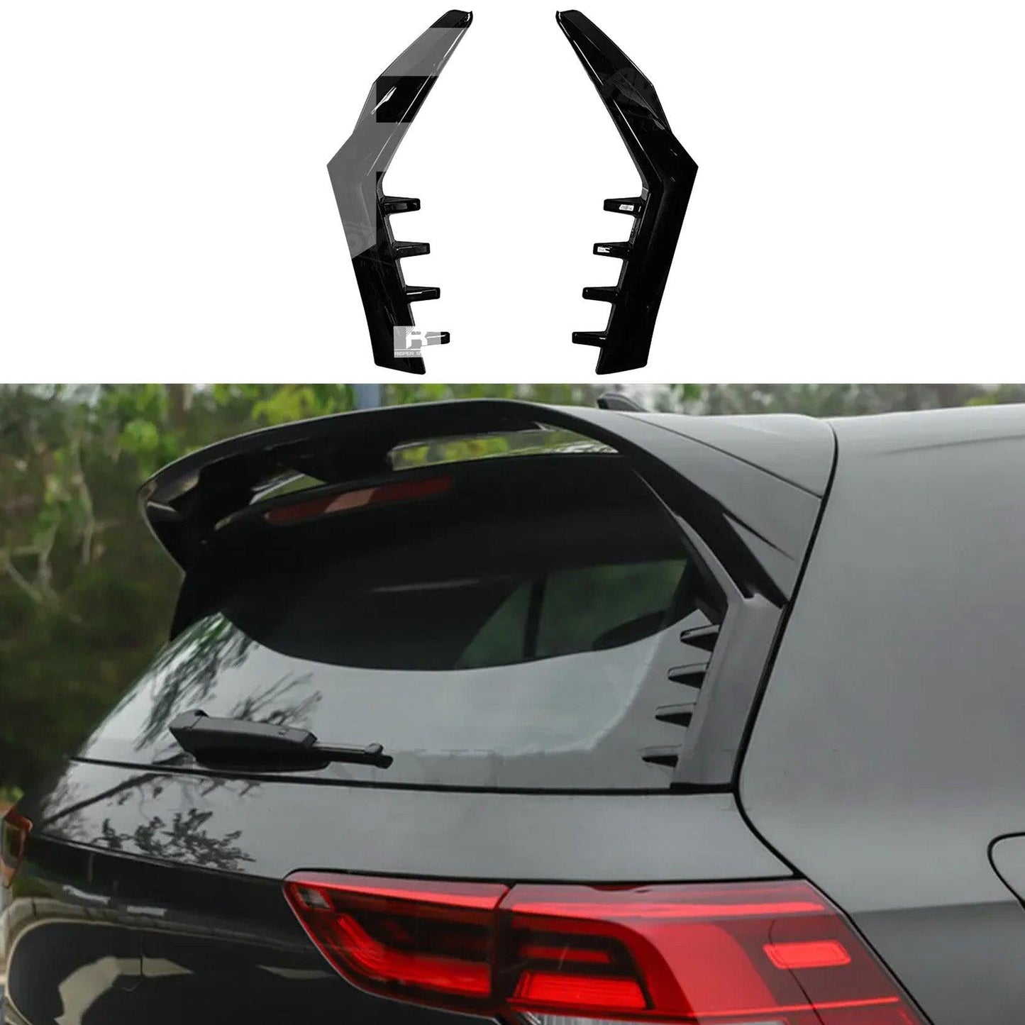 Volkswagen Golf MK8 2020+ - Gloss Black Rear Window Blade Wings - TMC Motorsport
