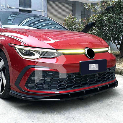 Volkswagen Golf MK8 GTI/GTD/R/R Line 2020+ - Gloss Black 3-Piece Front Splitter V1 - TMC Motorsport