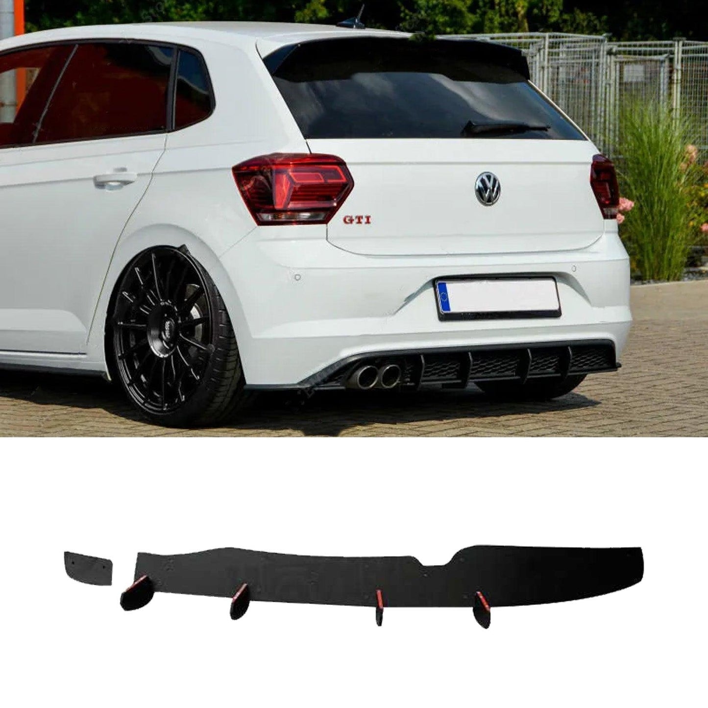 Volkswagen Polo MK6 GTI AW 2018+ - Gloss Black Rear Blade Diffuser - TMC Motorsport