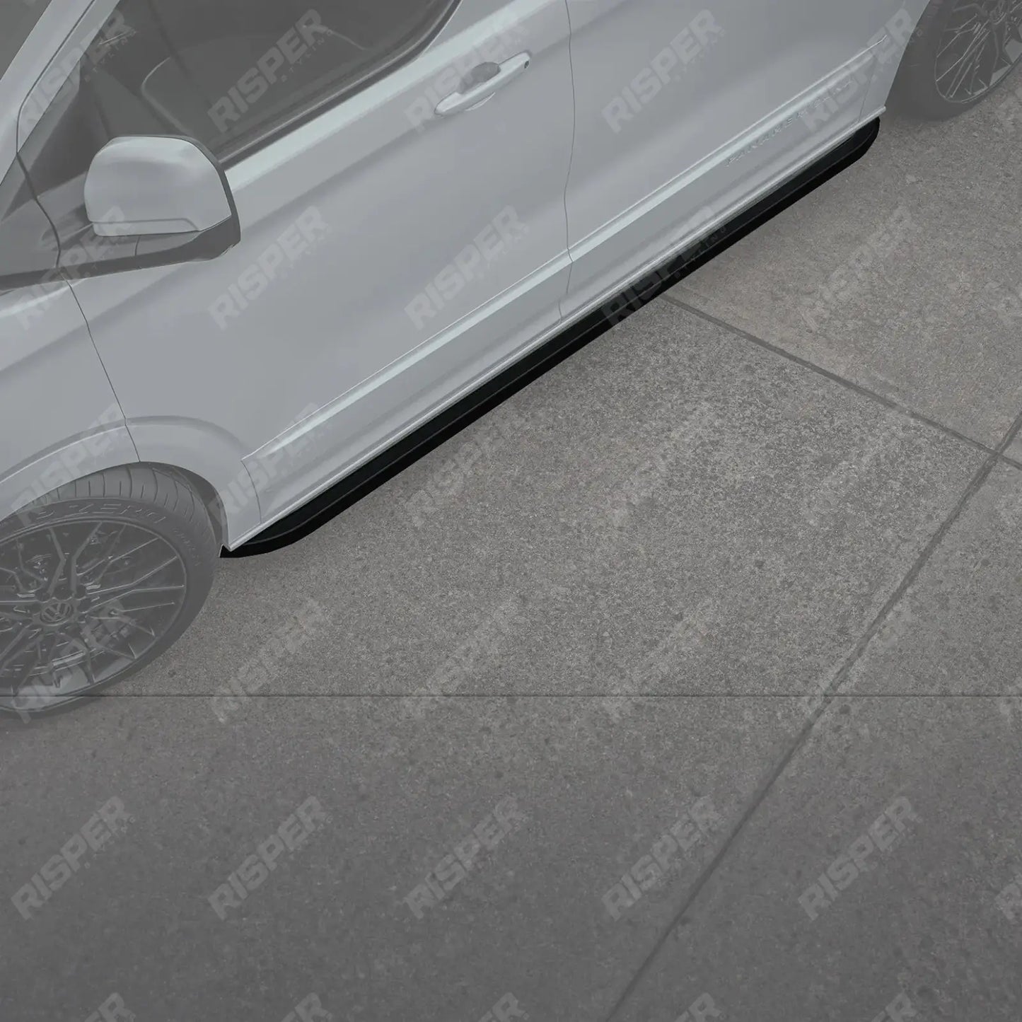 Volkswagen Transporter SWB T7 2025 on Trapezoid Side Bars In Gloss Black