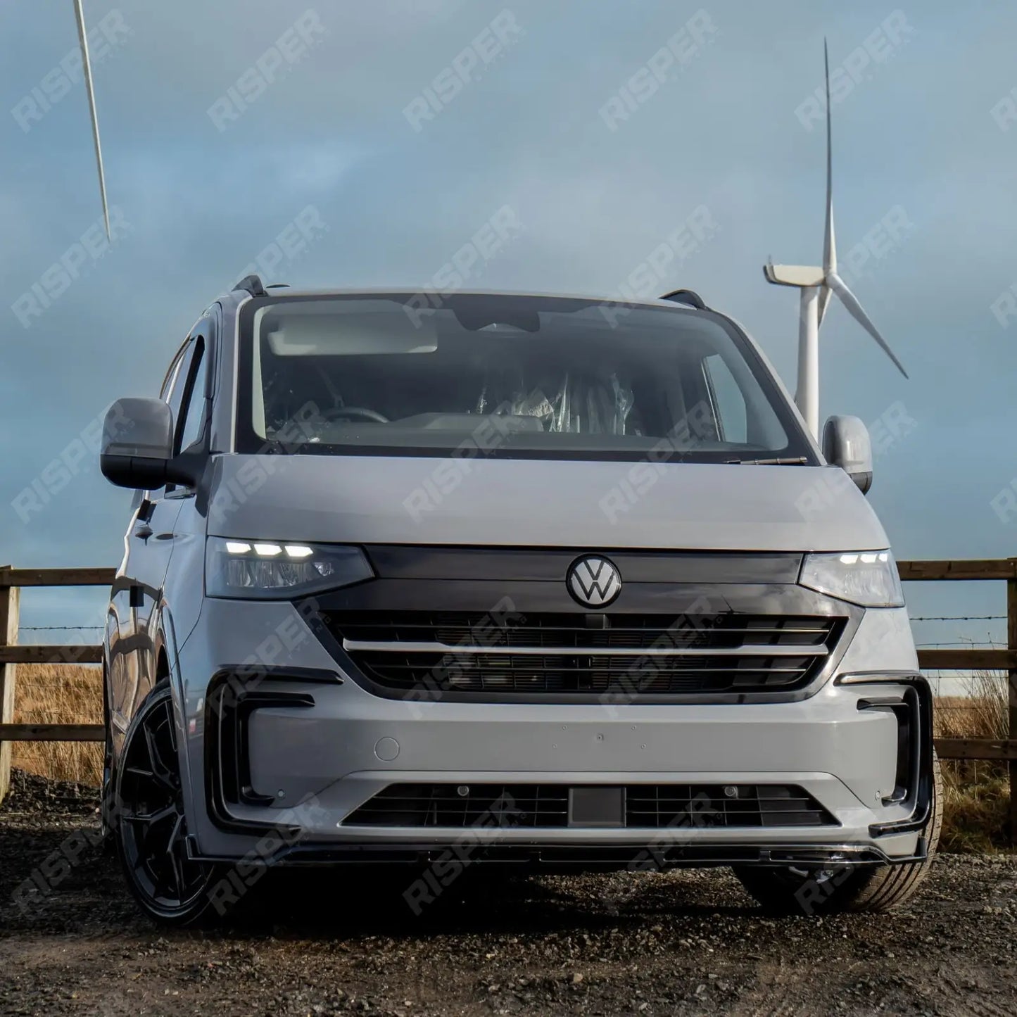 Volkswagen Transporter T7 2025 on Front Splitter Lip In Gloss Black