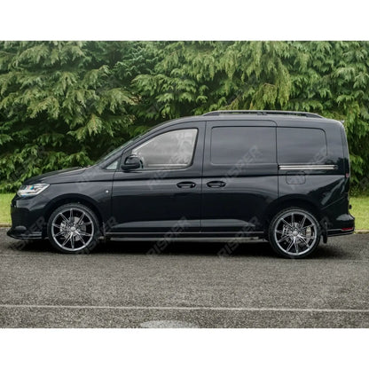 VW Caddy 2021 On SWB Trapezoid Side Bars in Gloss Black