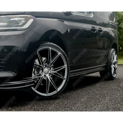 VW Caddy 2021 On SWB Trapezoid Side Bars in Gloss Black