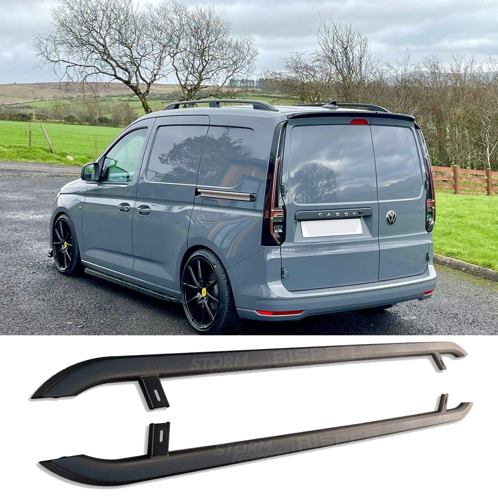 VW Caddy 2021 On SWB Trapezoid Side Bars In Matt Black - TMC Motorsport