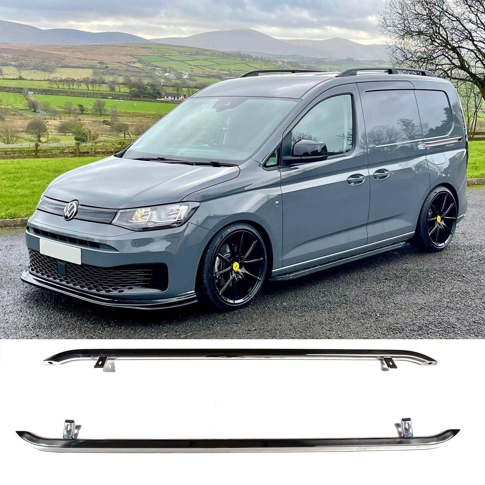 VW Caddy 2021 On SWB Trapezoid Side Bars in Stainless Steel - TMC Motorsport