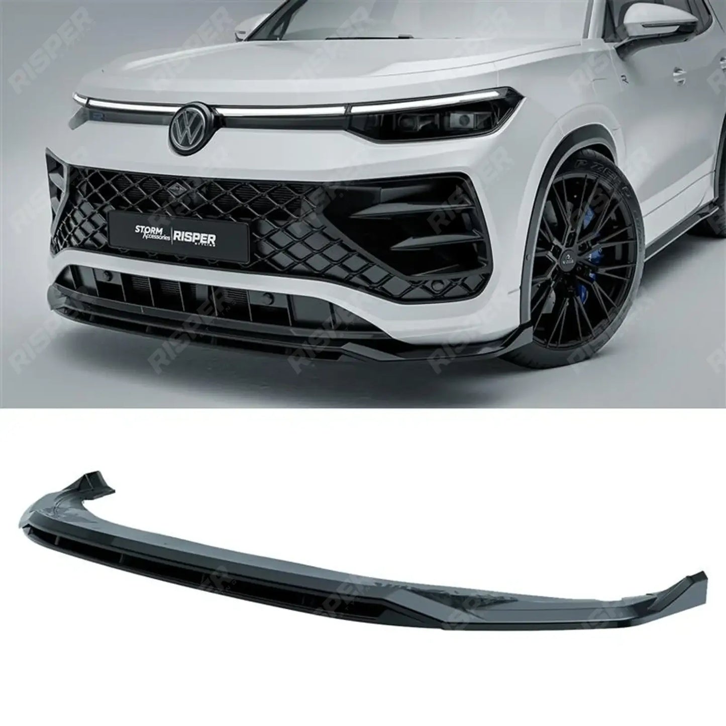 VW Tayron R-Line MK1 2025 On Front Splitter In Gloss Black