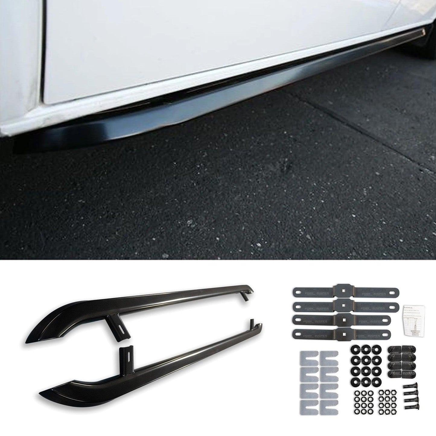 VW Transporter T5 & T6 SWB 2003-2023 Trapezoid Side Bars in Gloss Black - TMC Motorsport