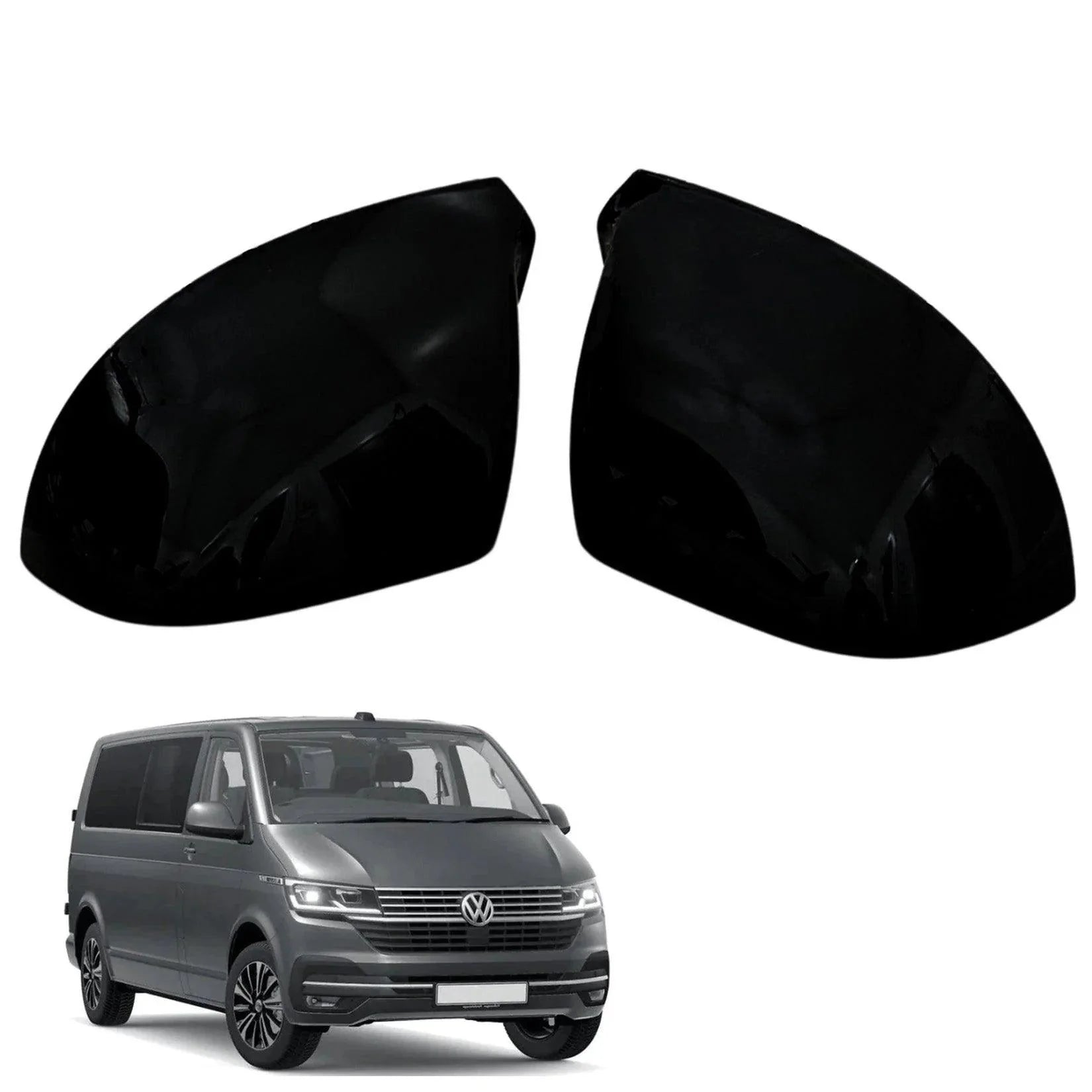 Vw Transporter T5 T6 T6.1 Mirror Covers In Gloss Black - Pair - TMC Motorsport