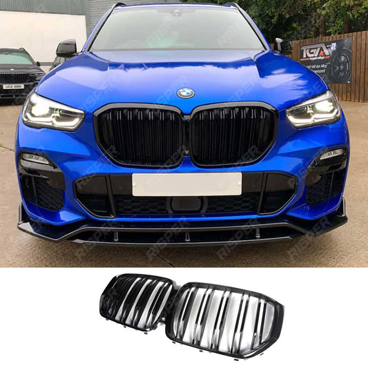 X5M LOOK Dual Slat Grille Gloss Black For BMW X5 G05 2018-2022