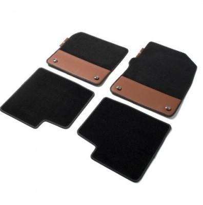 Genuine Abarth Carpet Mat Set, Brown Leather - 500 595 Abarth (Manual) - Right Hand Drive Vehicles