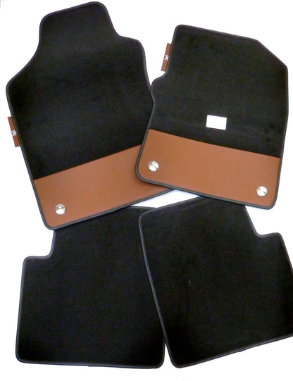 Genuine Abarth Carpet Mat Set, Brown Leather - 500 595 Abarth (Manual) - Right Hand Drive Vehicles - TMC Motorsport